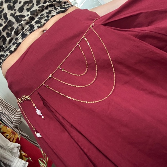 Handmade gold and rose quartz belly chain - Picture 2 of 15